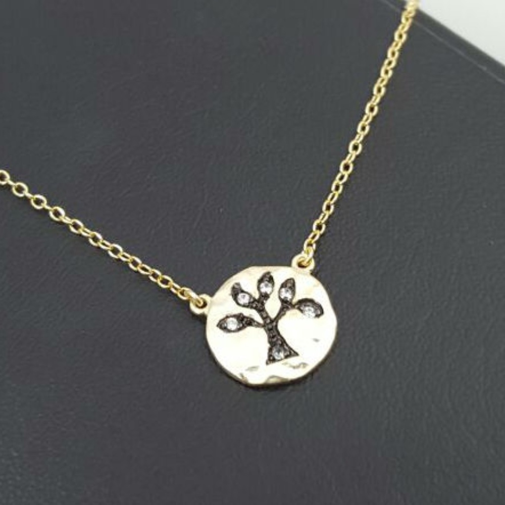 925 Silver Tree of Life Hammered Necklace